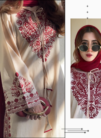 Embroiza Pakistani Modern Two Piece Suit-Beige