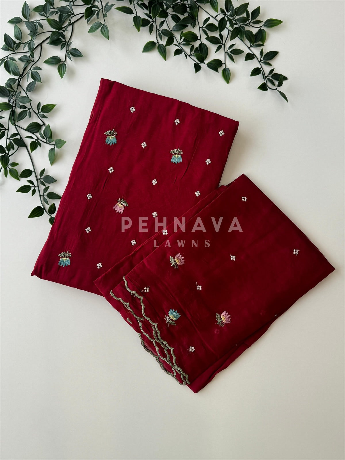 Chanderi Embroidered Suit-12713