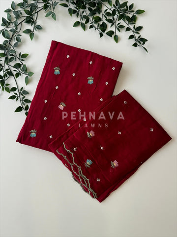 Chanderi Embroidered Suit-12713