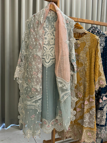 Heavily Embroidered Organza Suit-1