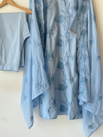 Yellow Embroidered Premium Cotton Suit Set