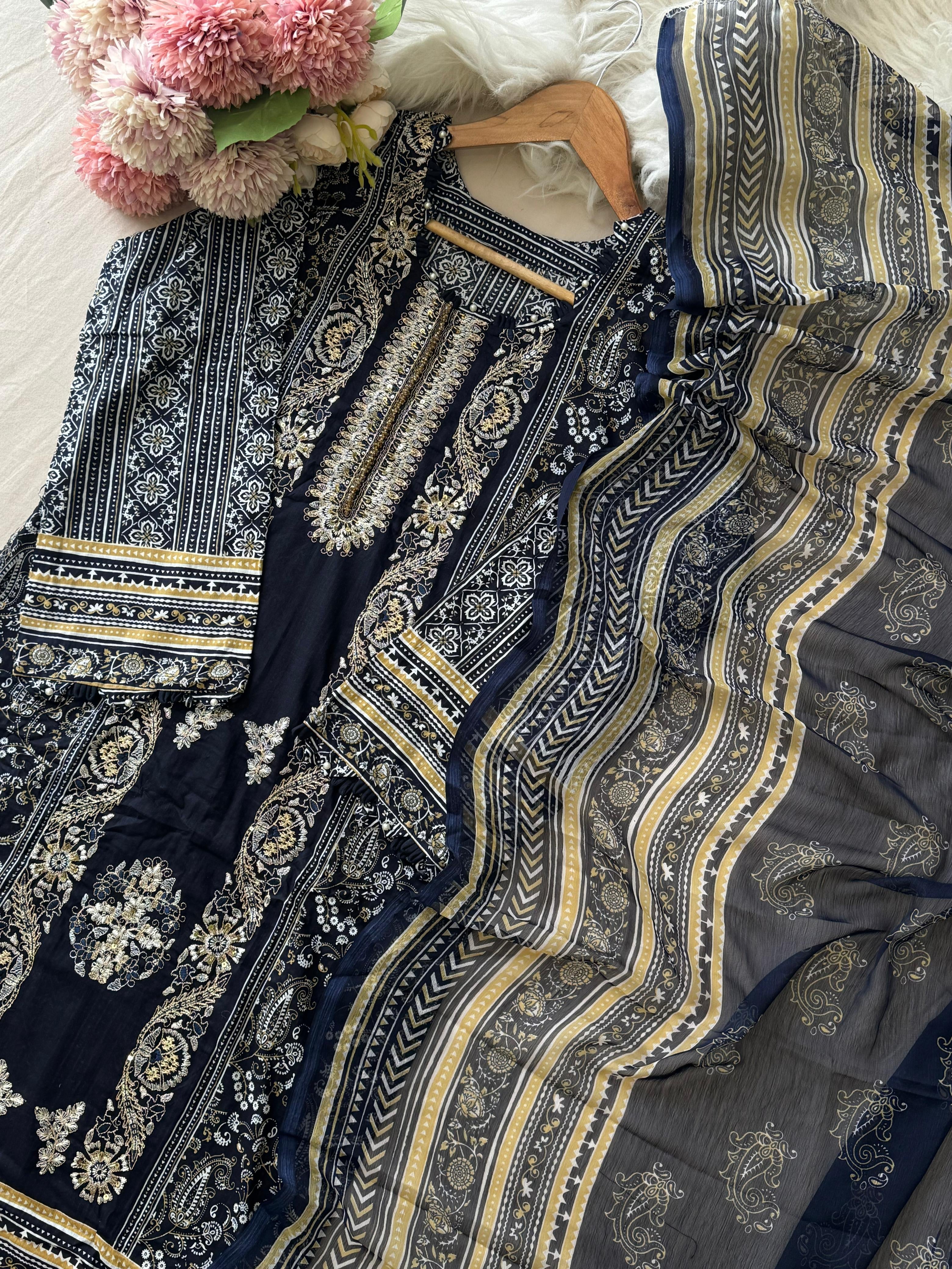 New Blue&Red Pakistani Suit