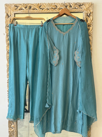 Premium  and elegant russian silk handworked suit-color options