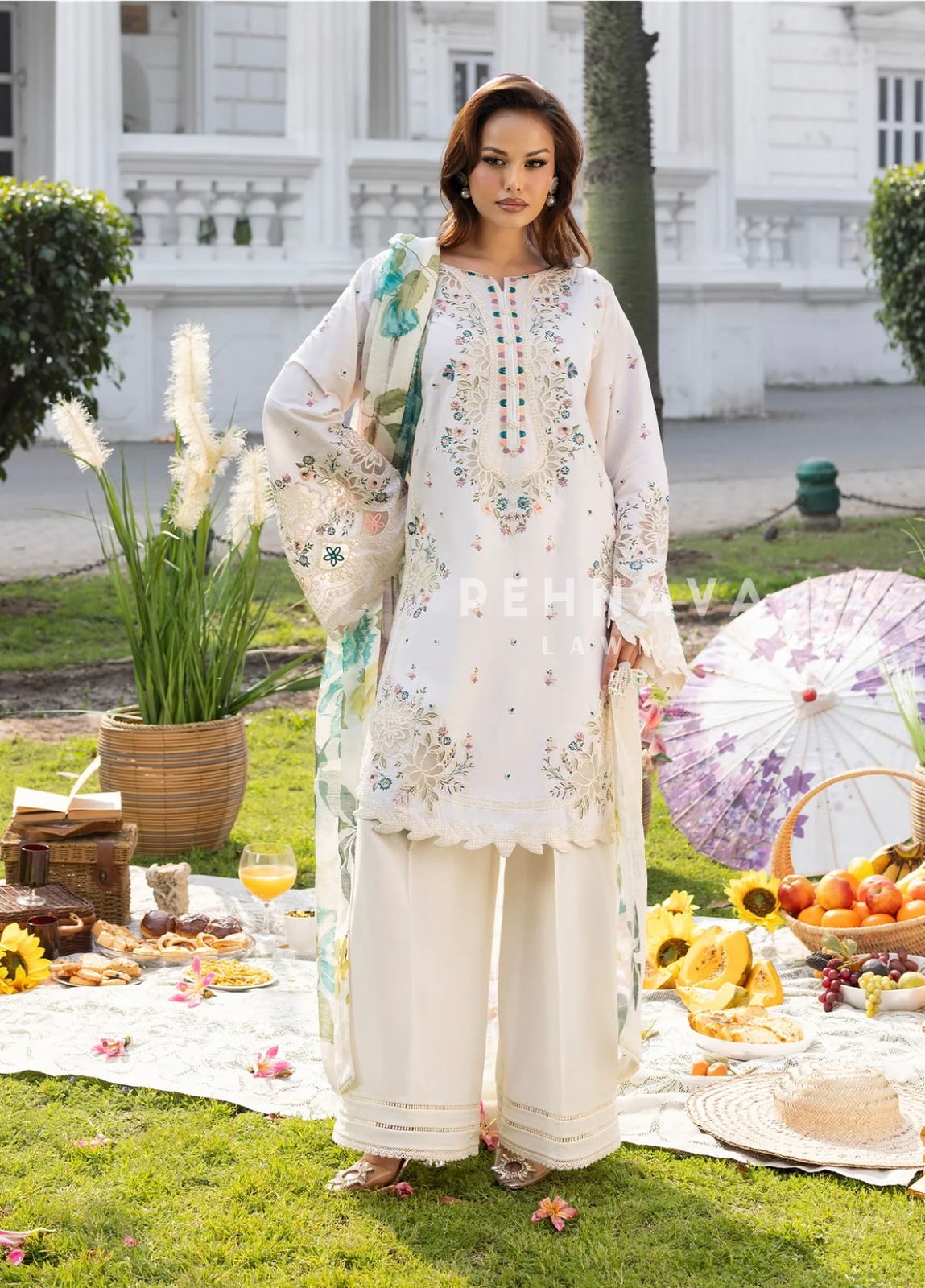 Zarqun Premium Cotton Embroidered Ensemble