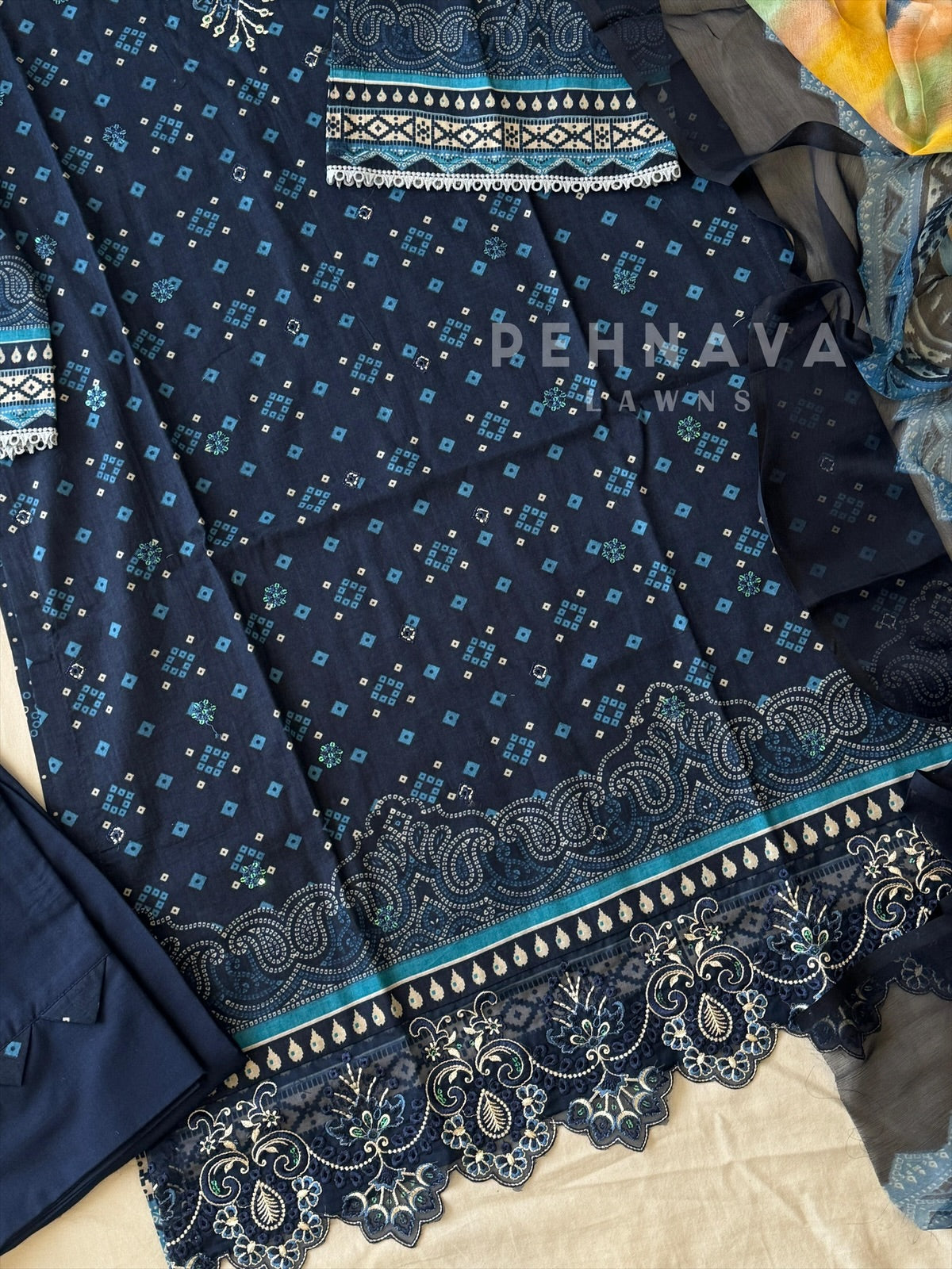 Unstitched Cotton Lawn Suit -No.2 - Pehnava Lawns