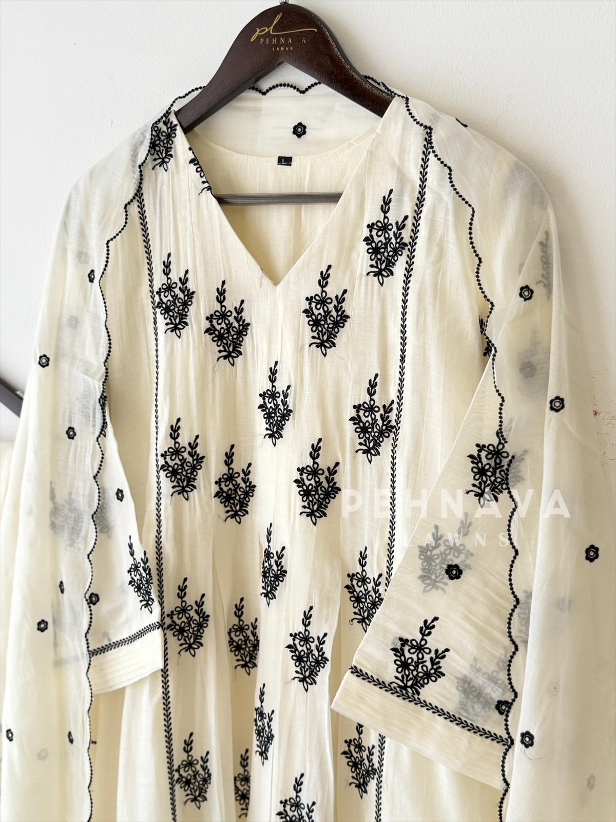 Panel Cut Embroidered Suit