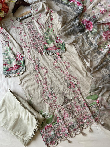 Floral Embroidered Cotton Suit -4111