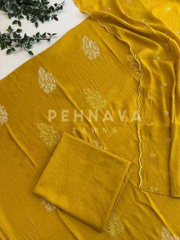 Chanderi Embroidered Suit