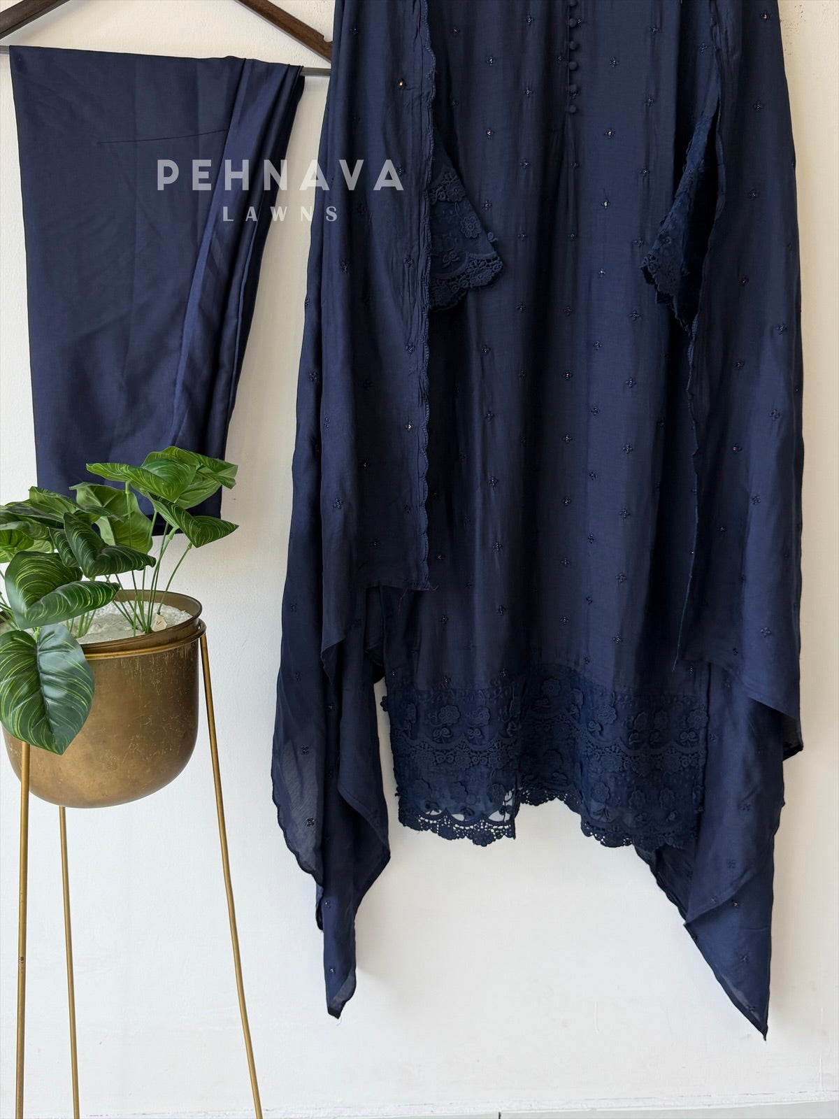 Lace‑Trimmed Embroidered Ensemble