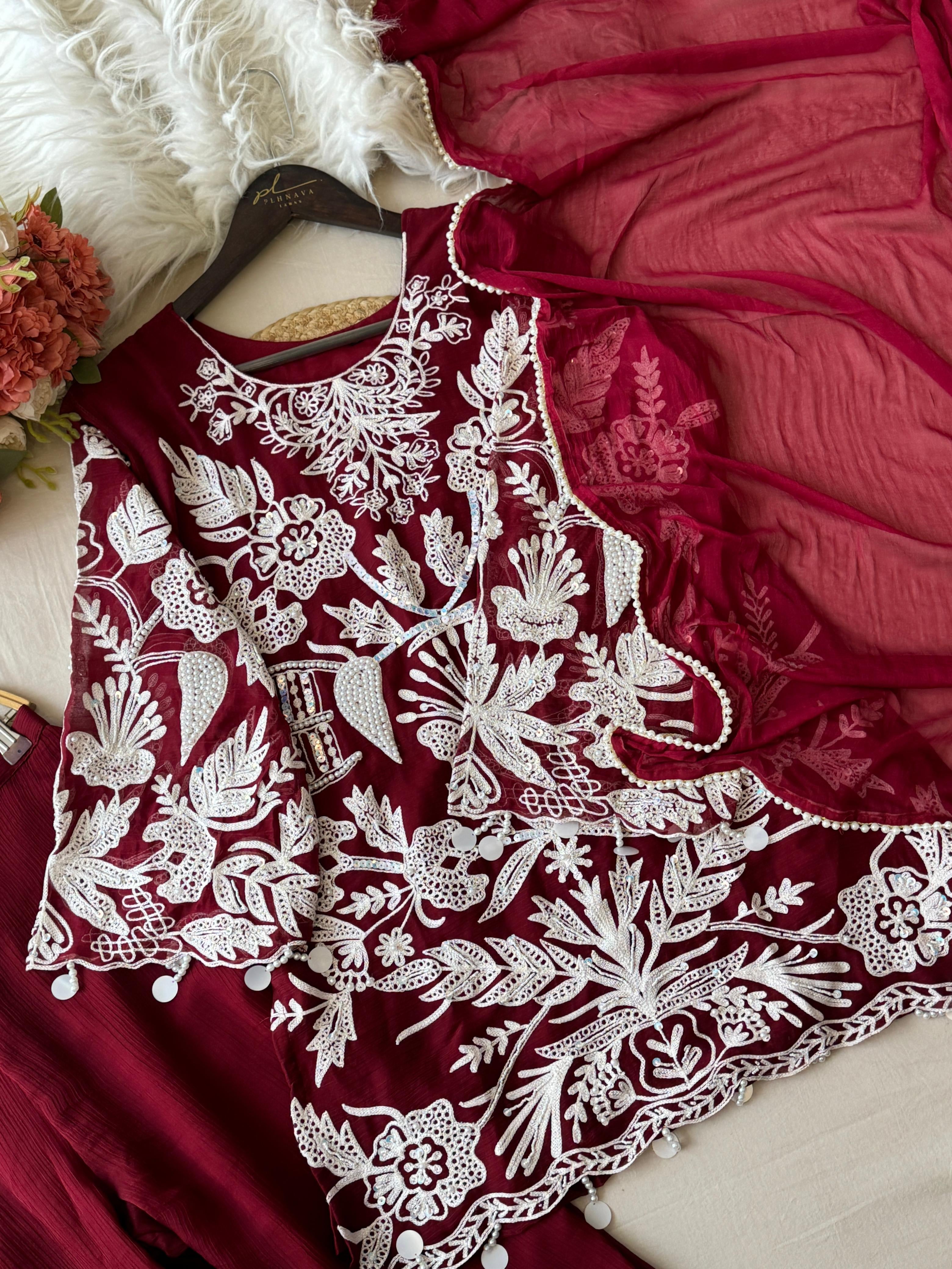 Party Wear Chiffon Georgette Suit Set-Colour Options - Pehnava Lawns