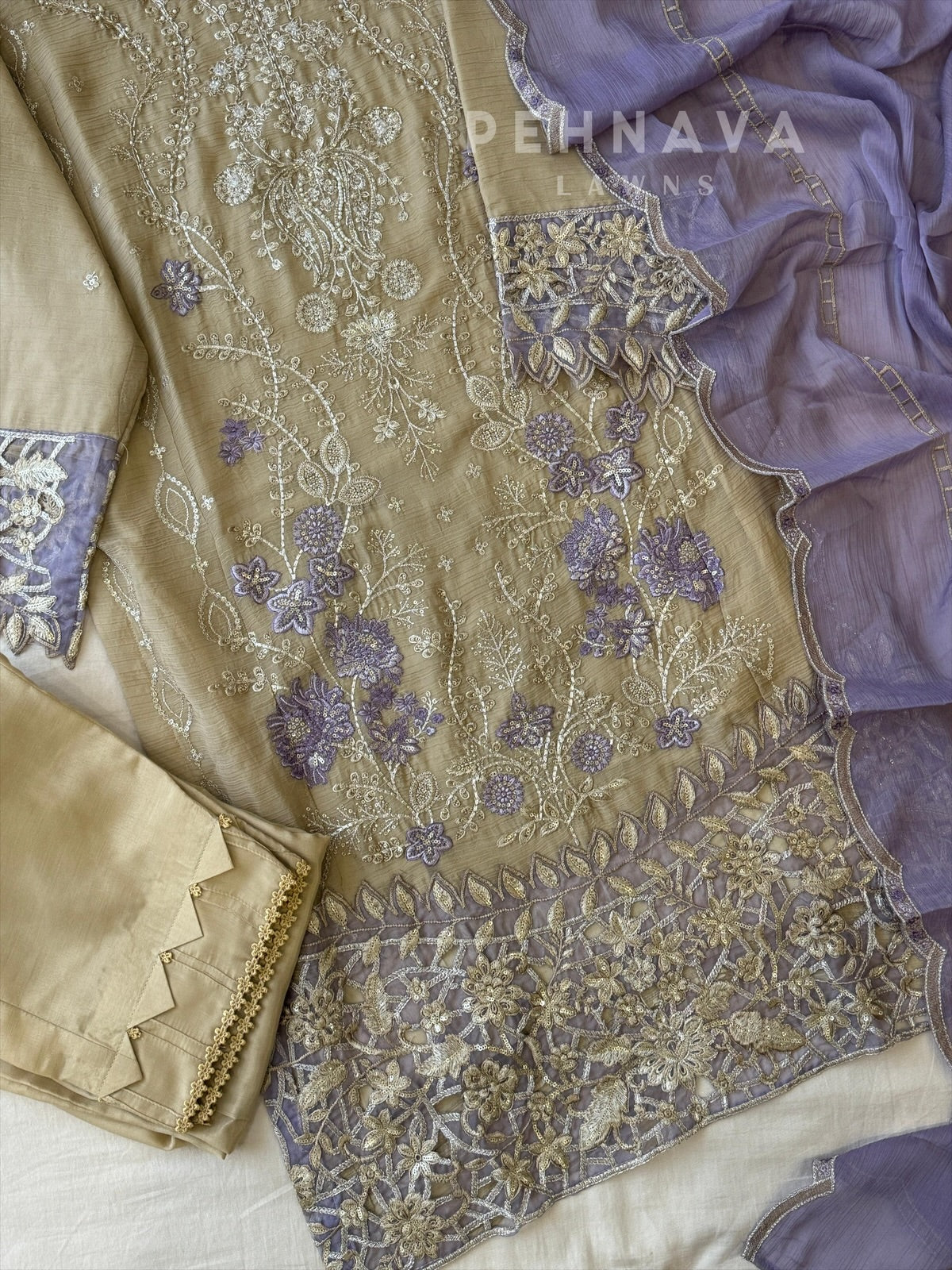 Floral Embroidered Chiffon Suit 6454 - Pehnava Lawns