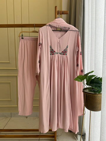 Crushed Rayon Anarkali Pleated Suit 7/D261 - Pehnava Lawns