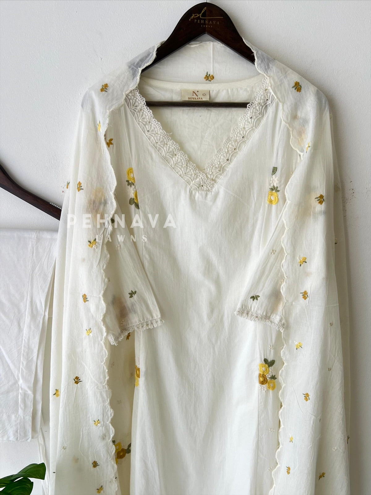 Panel Cut Embroidered Suit-16566