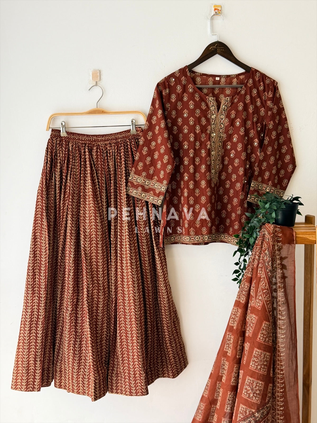 Floral Block Print Skirt Set-1035