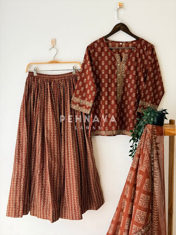 Floral Block Print Skirt Set-1035