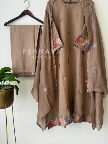 Floral Scallop Chanderi Suit Set-2992