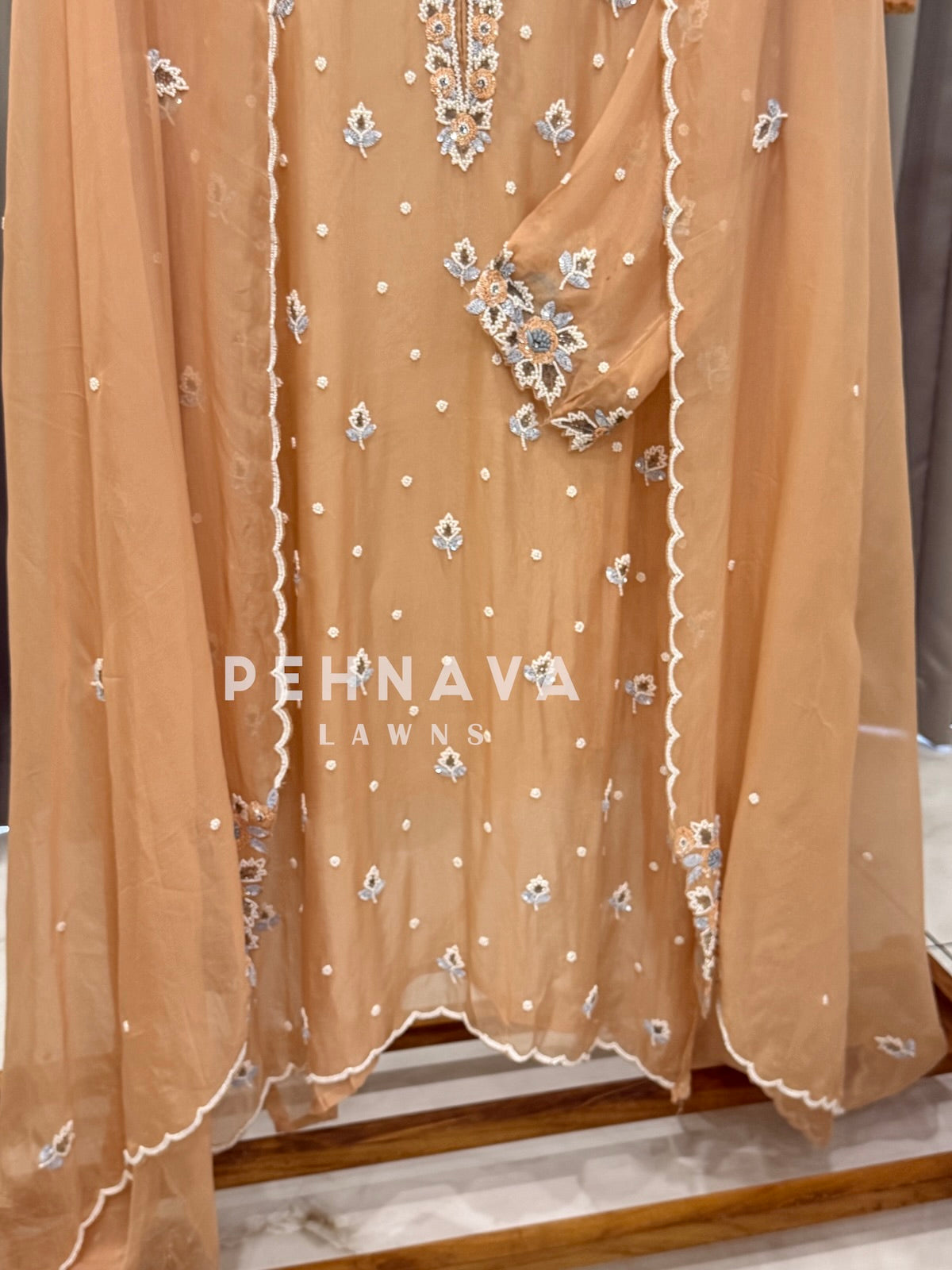 Semi-Stitched Chiffon Suit, Organza Dupatta