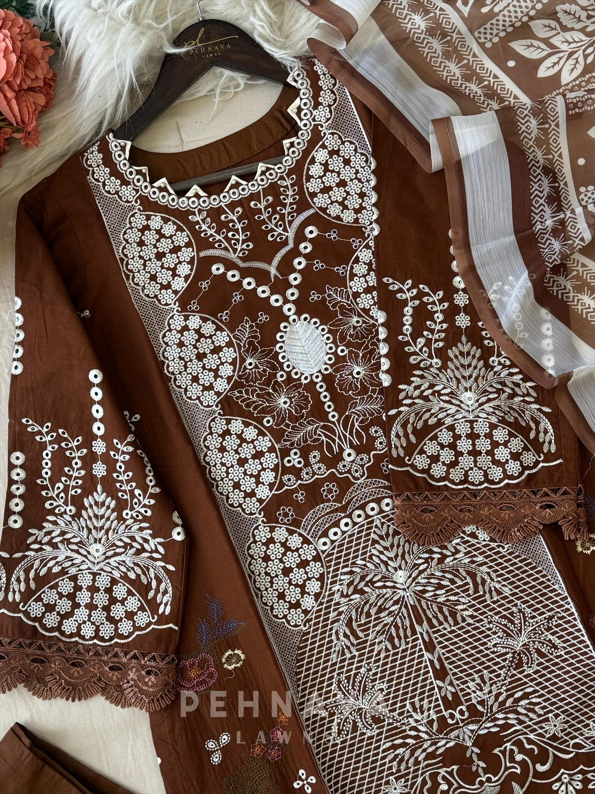 Floral Embroidered Suit Set-1665