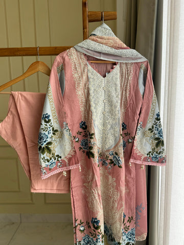 Cotton Casuals with Embroidered Dupatta-3904