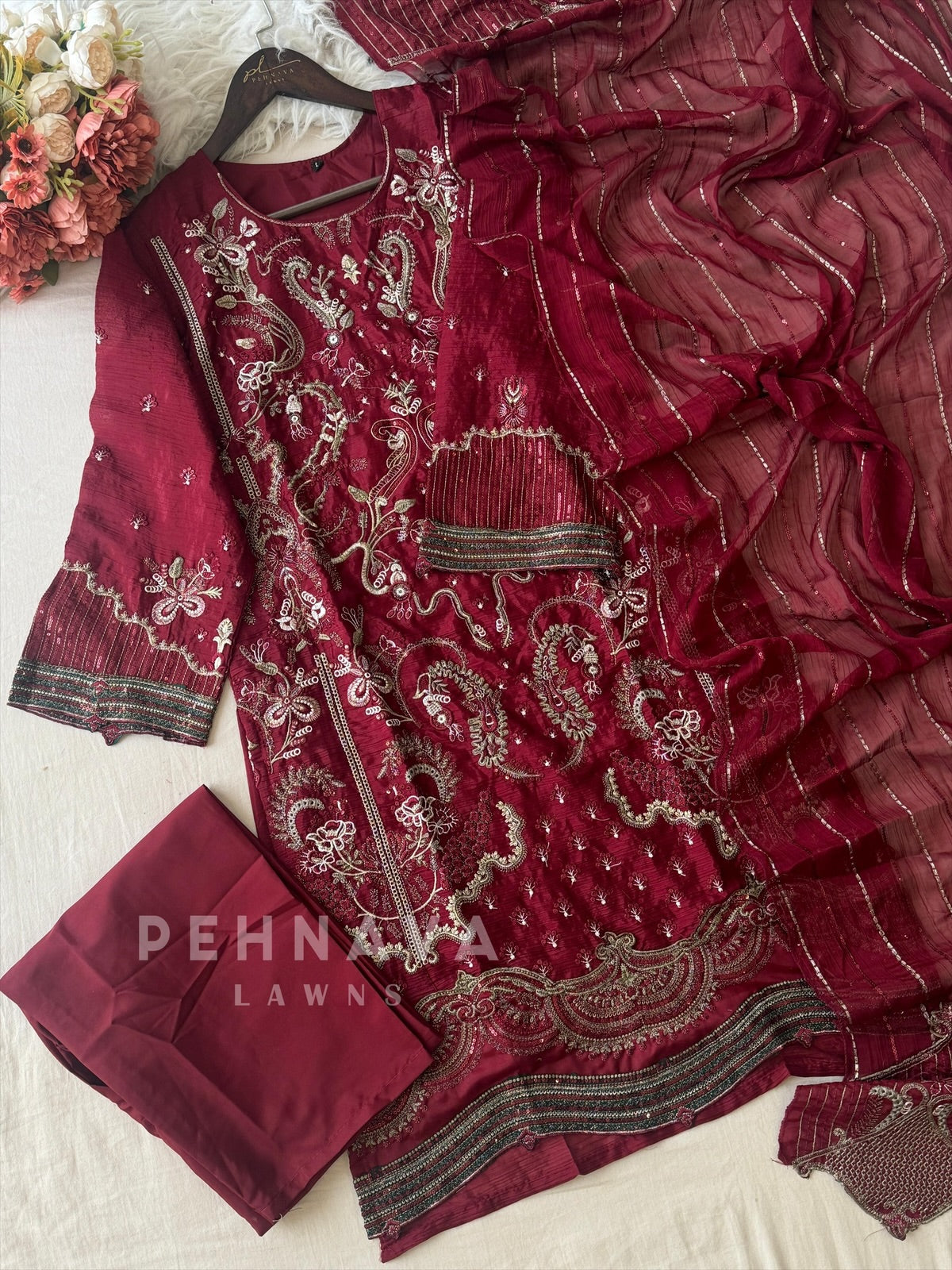 Heavy Embroidery Chiffon Suit