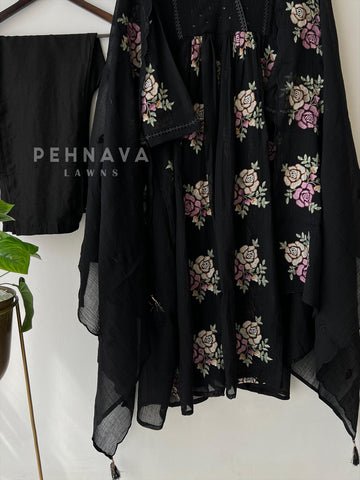 Embroidered Floral Buti Suit-12764