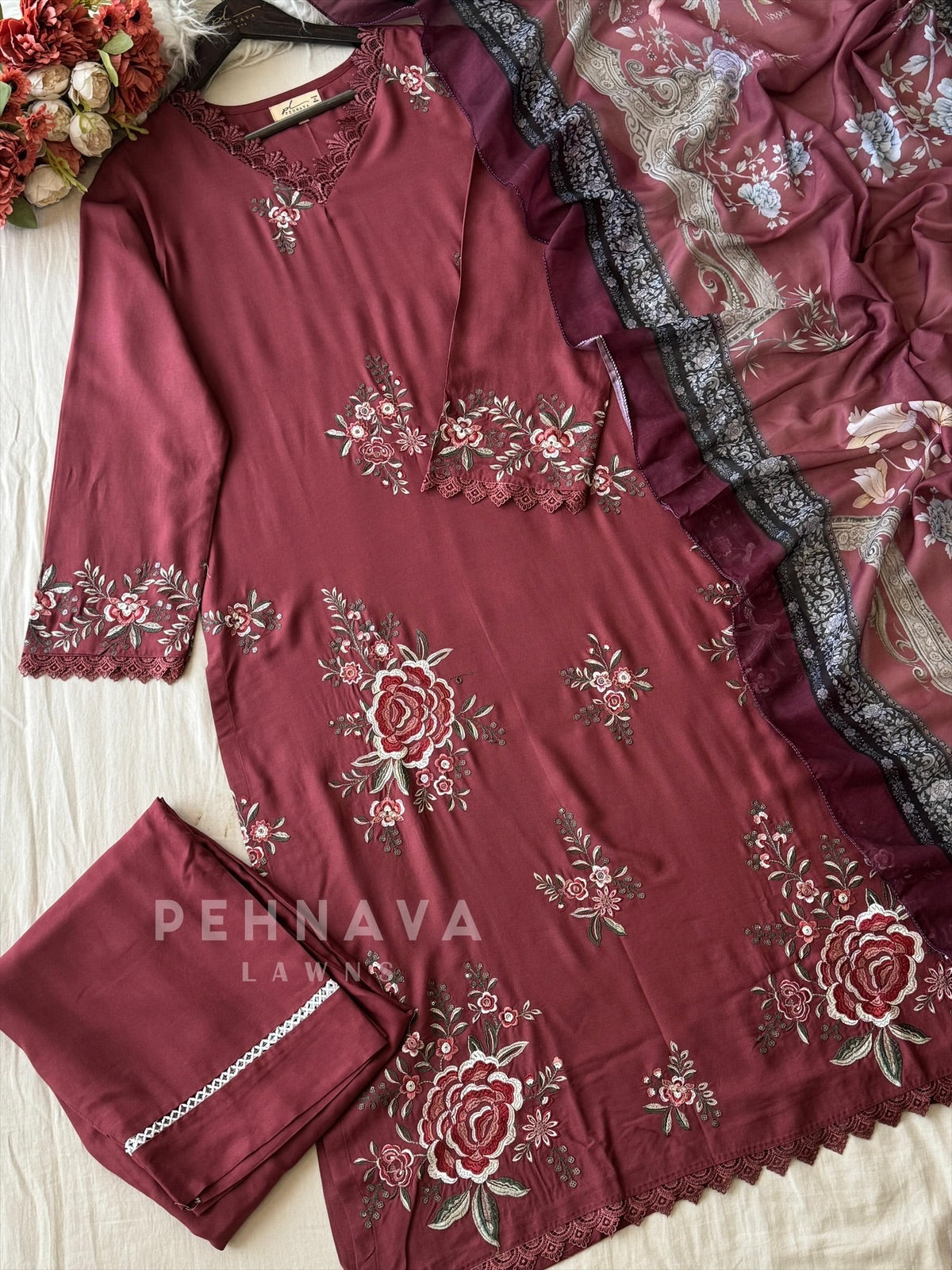 Rayon Suit with Cotton Dupatta-1536 B