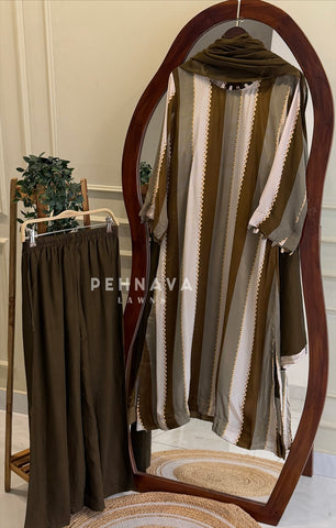 Striped Crepe Suit Set
