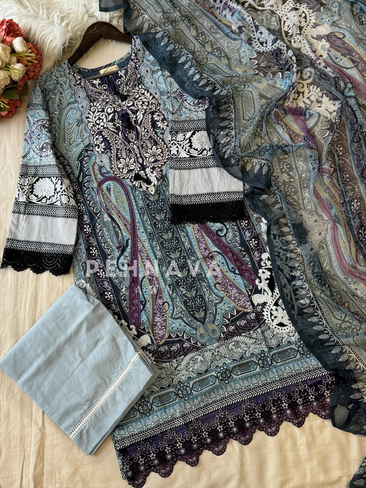 Embroidered Neck Unstitched Suit-1753/1867 - Pehnava Lawns