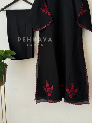 Floral Embroidered Chanderi A-Line Suit Set 3177 DR3