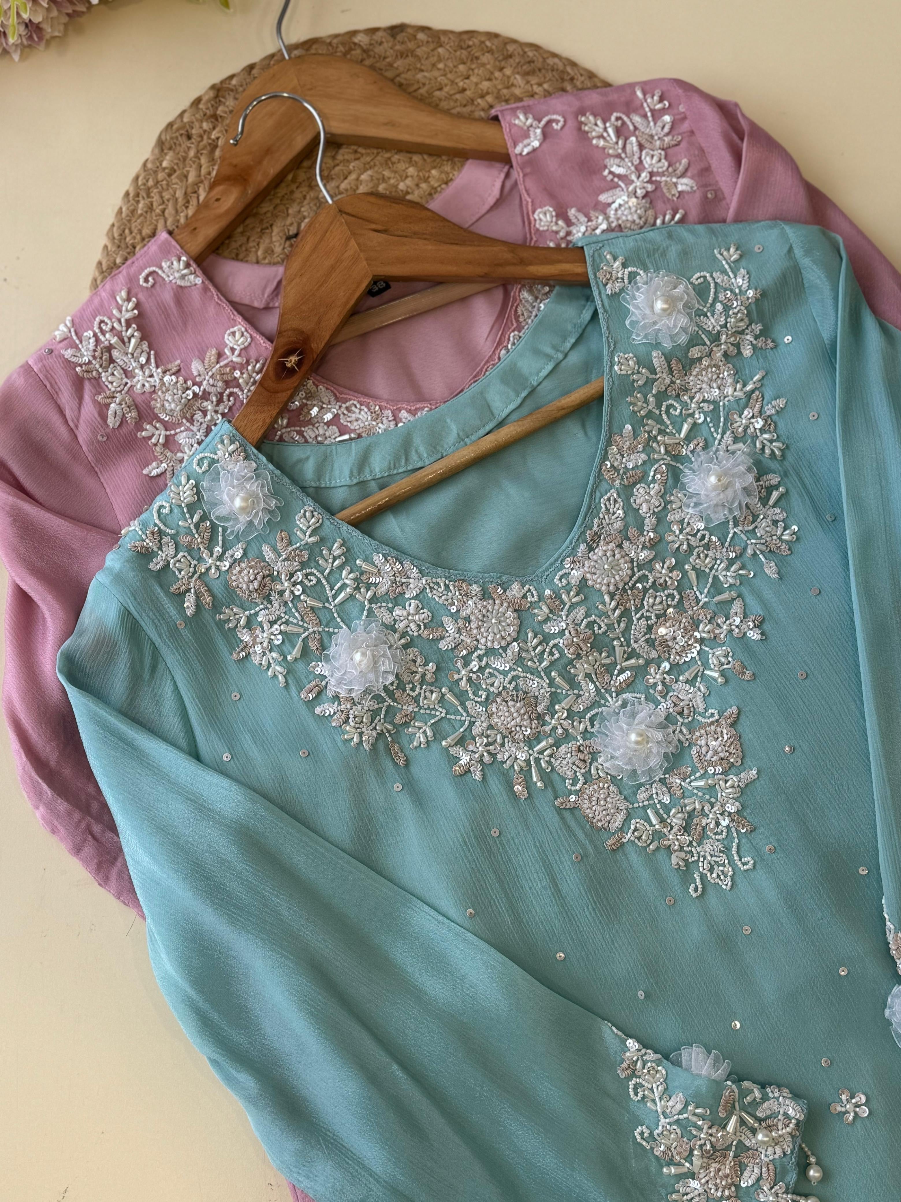 Chinnon handworked suit with Neck detailings