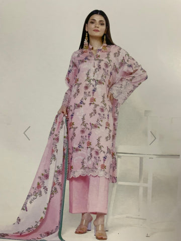 Khaadi Unstitched embroidered Lawn suit-0109