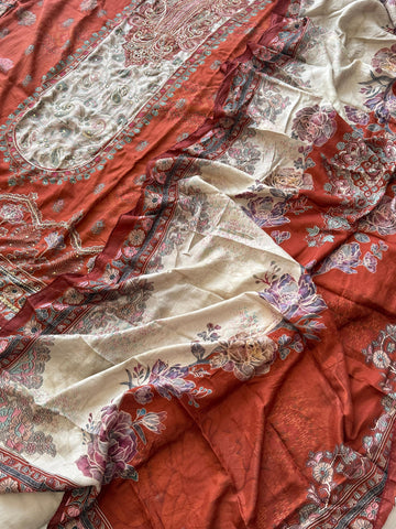 Premium Rust Orange Muslin Suit-281