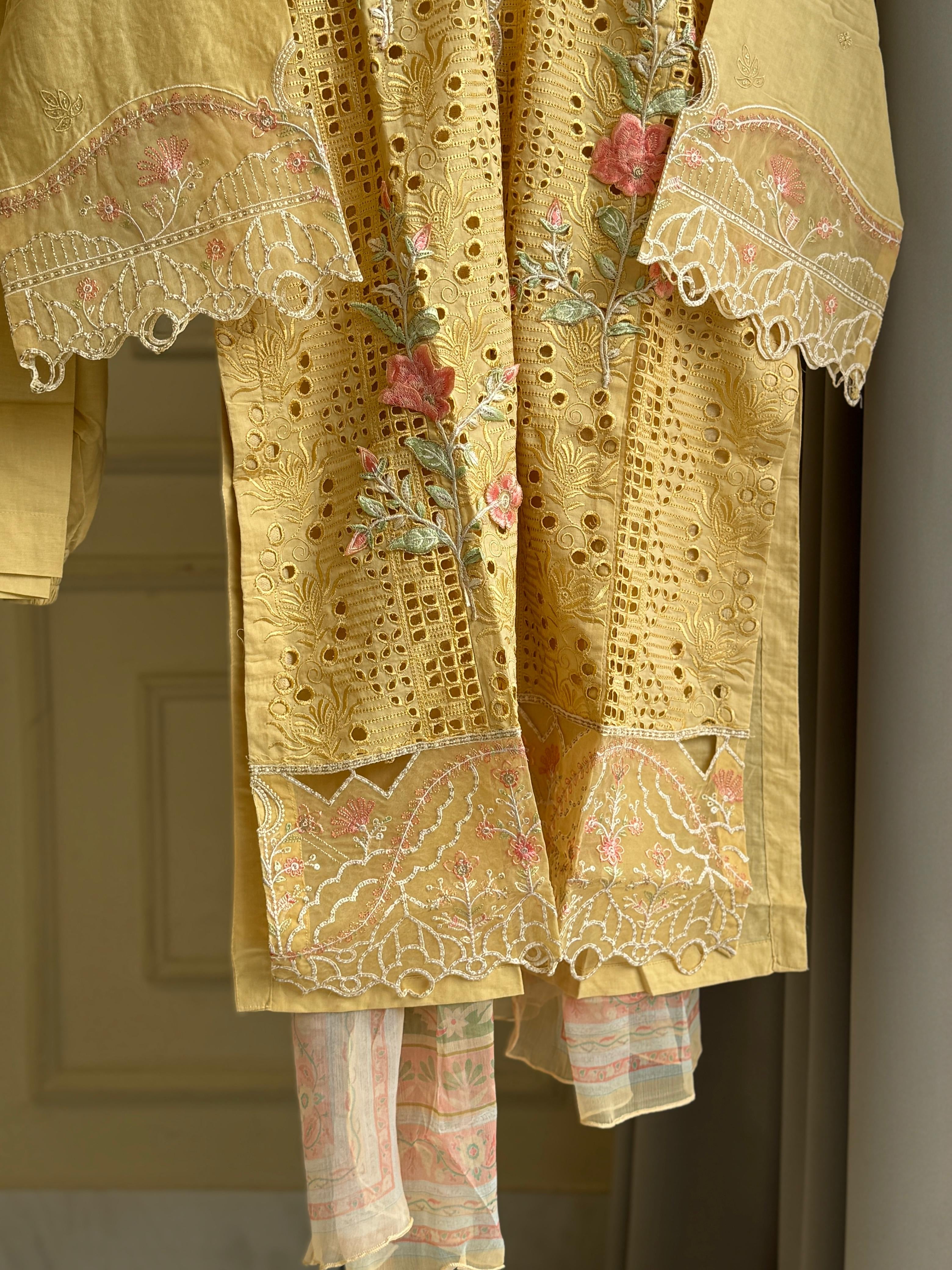 Binsaeed Cut work Embroidered Suit-0893