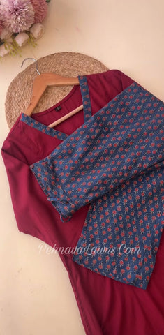 Pure Cotton panel cut Ajrack detailed 3 Piece Suit-2586
