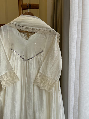 Pleated Mulchanderi Anarkali