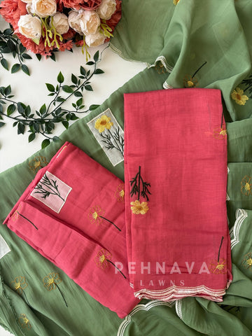 Chanderi Embroidered Unstitched Suit-12771 - Pehnava Lawns