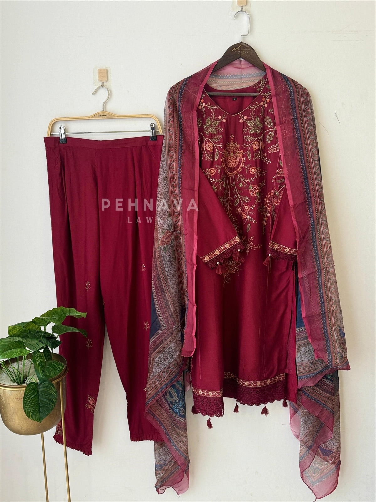 Floral Embroidered Rayon Suit