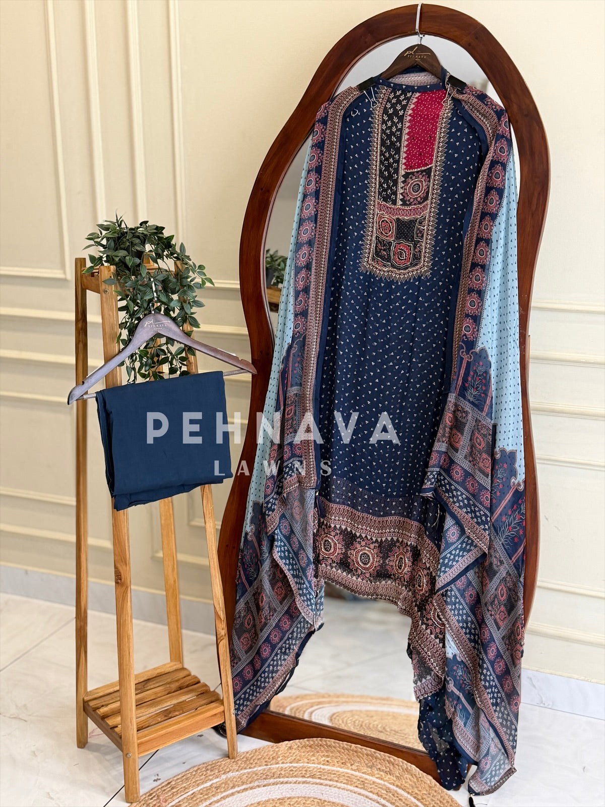 Ajrak Yoke Unstitched Suit