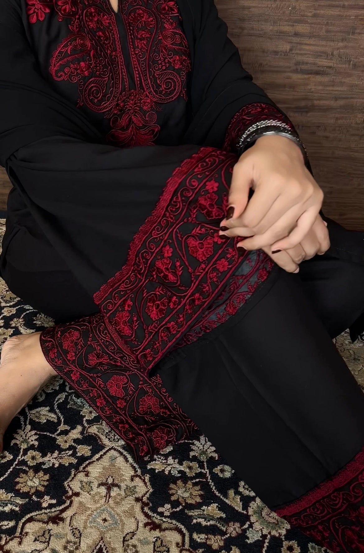 Black Bell Sleeved Pure Lawn Suit 166