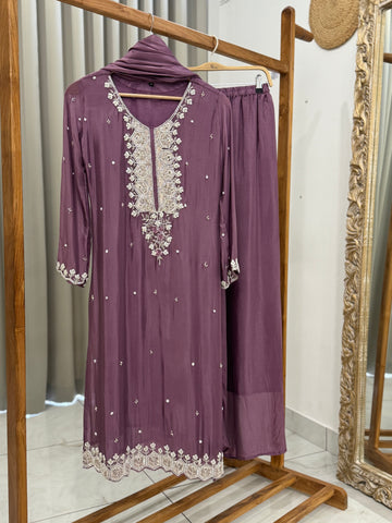 Chinnon handworked suit with  wide palazzo-color options available