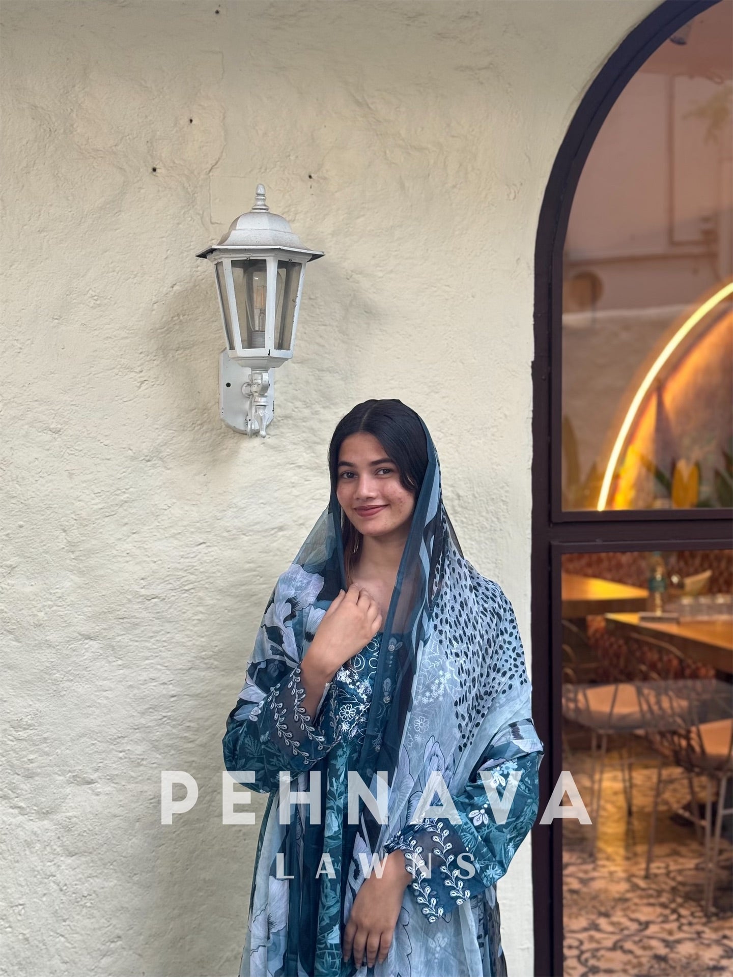 Printed casual suit with chiffon dupatta-rr