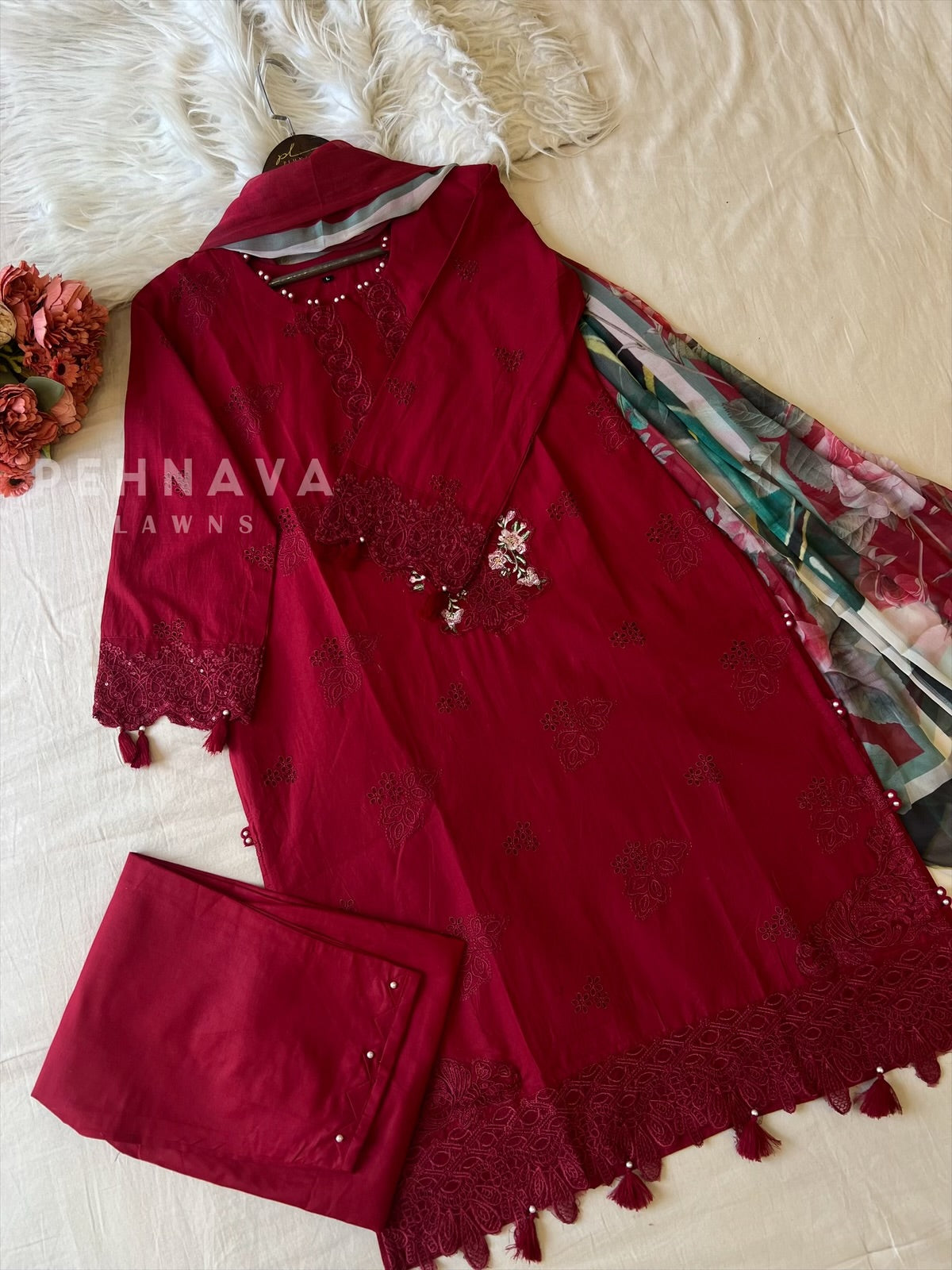 Premium Pak-Suit With Chiffon Dupatta - Pehnava Lawns