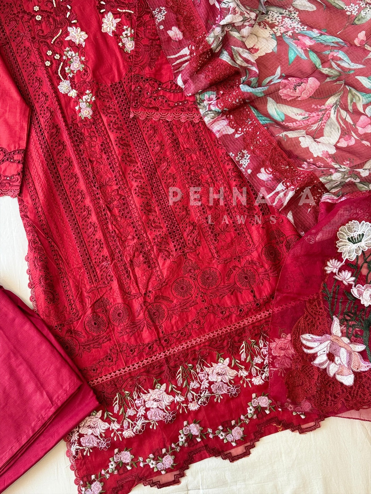 Cotton Lace Detail Suit 1263 - Pehnava Lawns