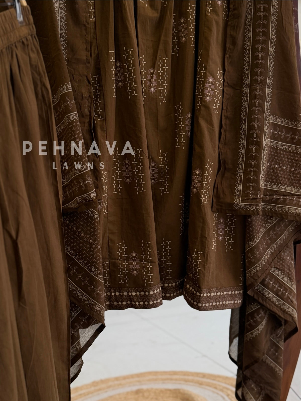 Ethnic Print Three Piece Suit