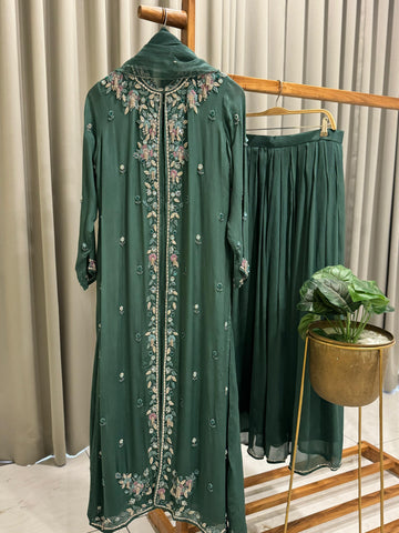 Premium Jacket Dress With Floral Handwork