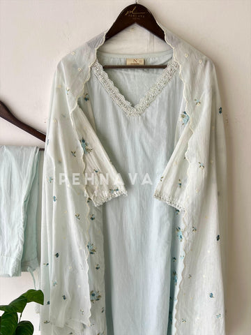 Panel Cut Embroidered Suit-16566