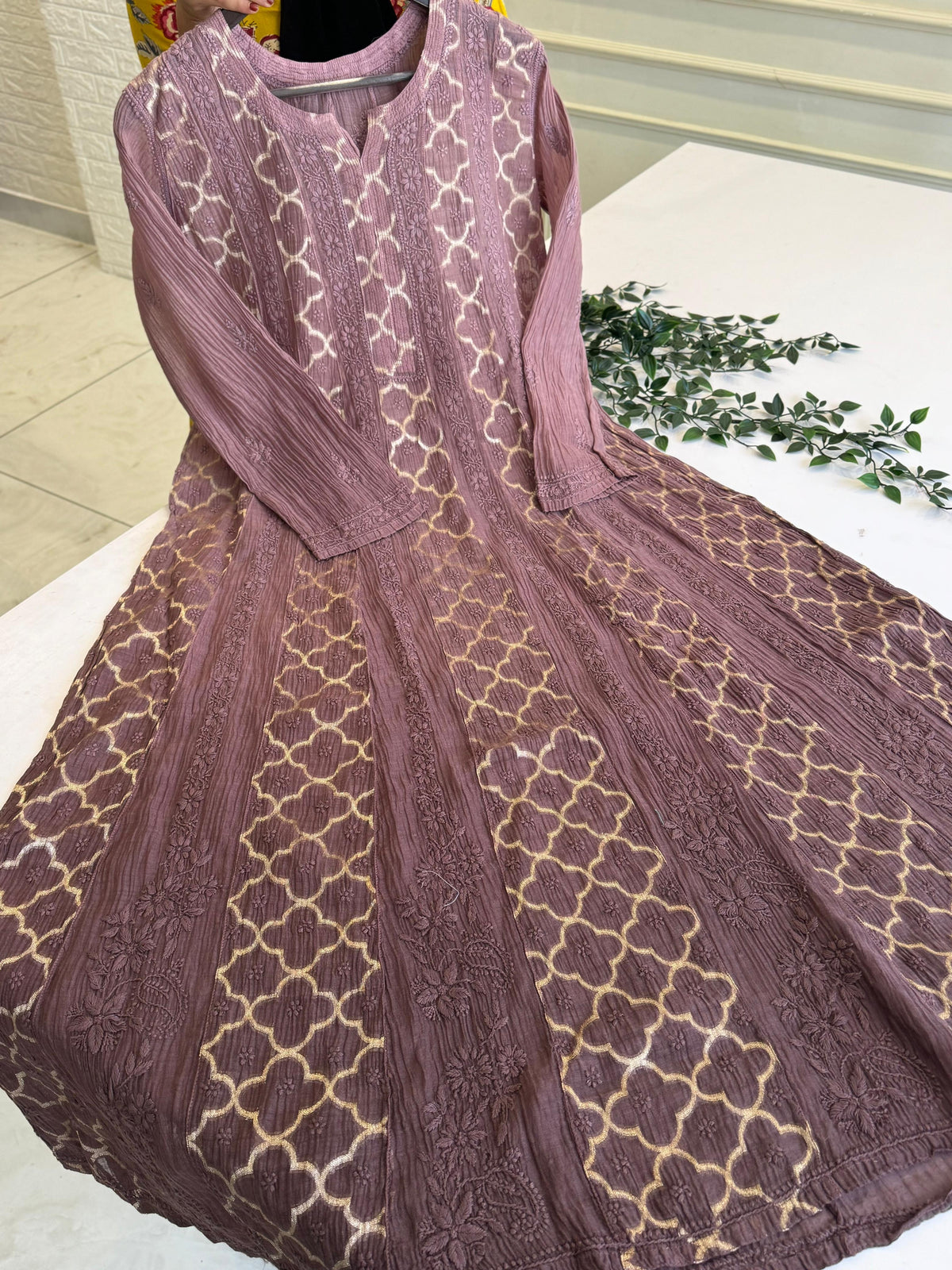 Authentic chikankari Anarkali -Kurta - Pehnava Lawns