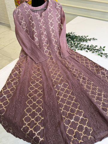 Authentic chikankari Anarkali -Kurta - Pehnava Lawns