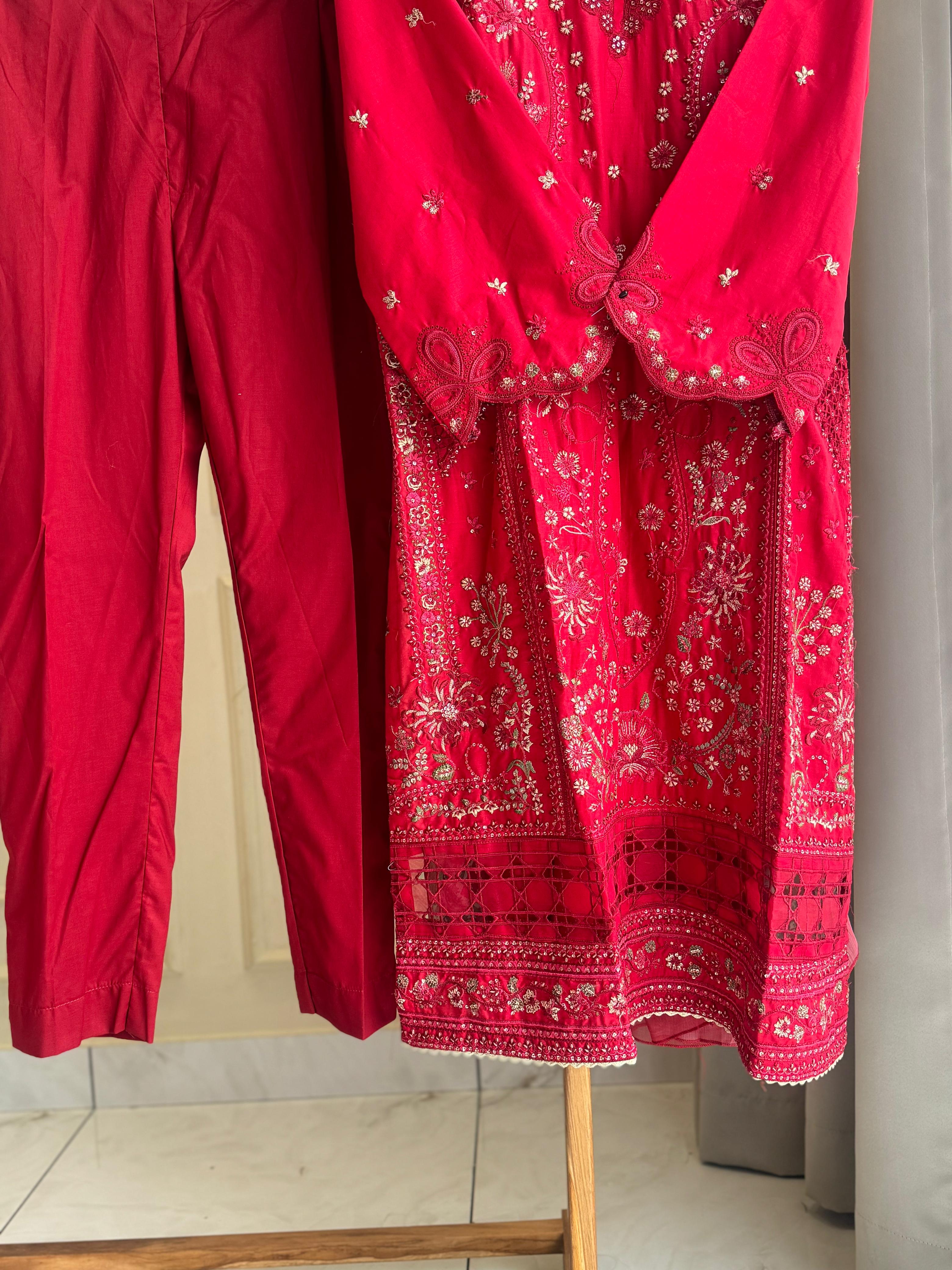 Binsaeed Pakistani Embroidered lawn Suit-0857