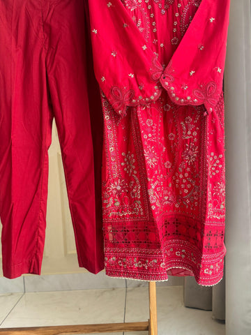 Binsaeed Pakistani Embroidered lawn Suit-0857